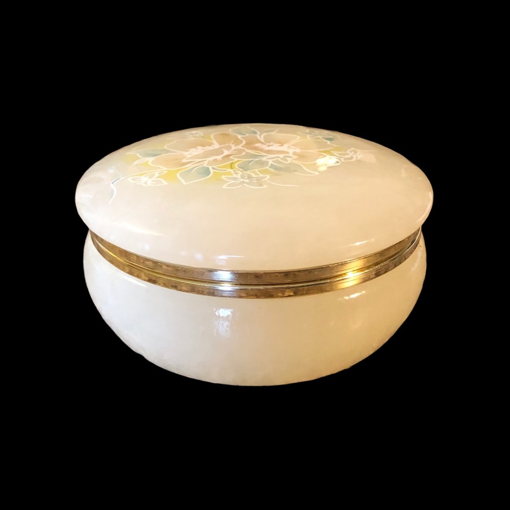 VINTAGE Italian alabaster trinket box